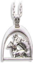 Sterling Silver Stirrup w/ Mare & Foal Pendant
